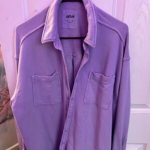 Purple Aerie Fleece Button Up Jacket